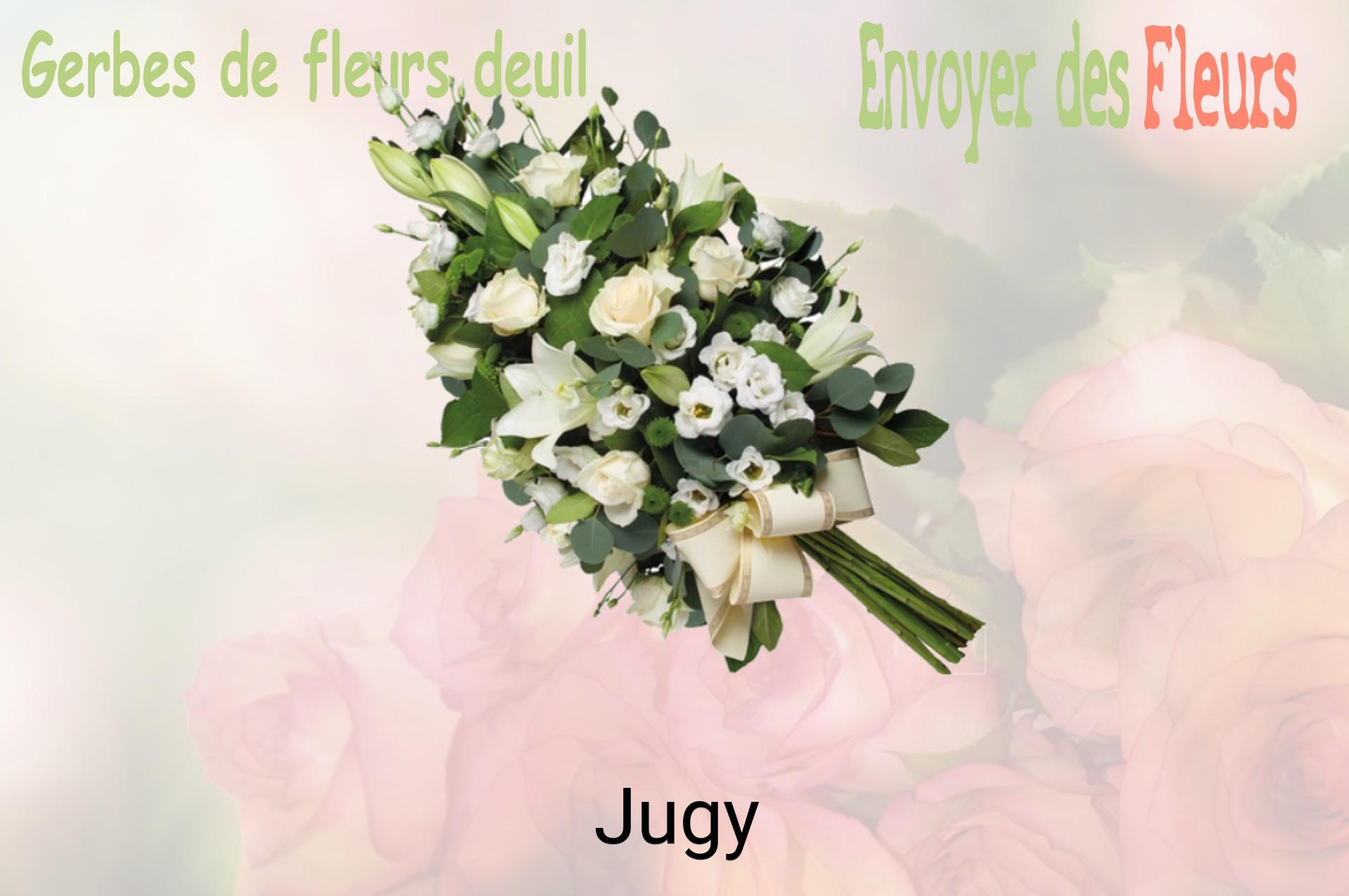Gerbe de fleurs de deuil livrée à Jugy